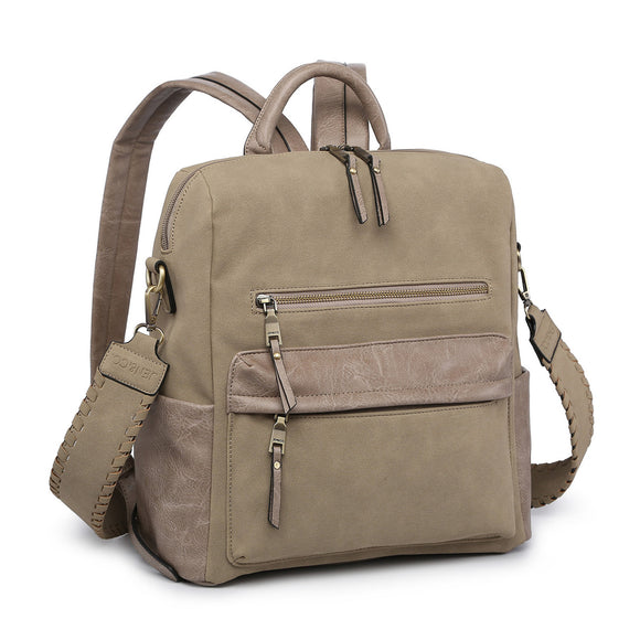 Amelia Grey Taupe Suede Backpack w/ Guitar Strap
