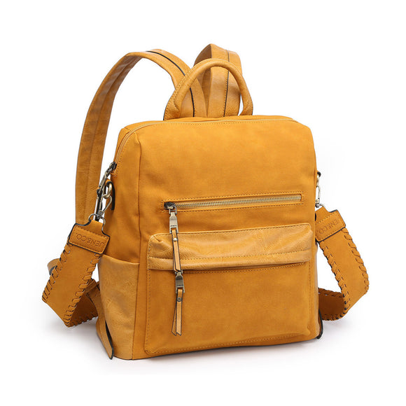 Amelia Mustard Suede Backpack w/ Guitar Strap