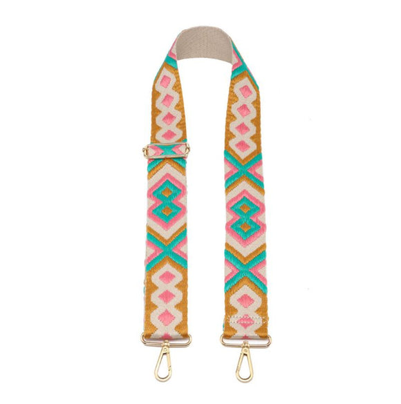 Pink/Grn Bohemian Guitar Strap